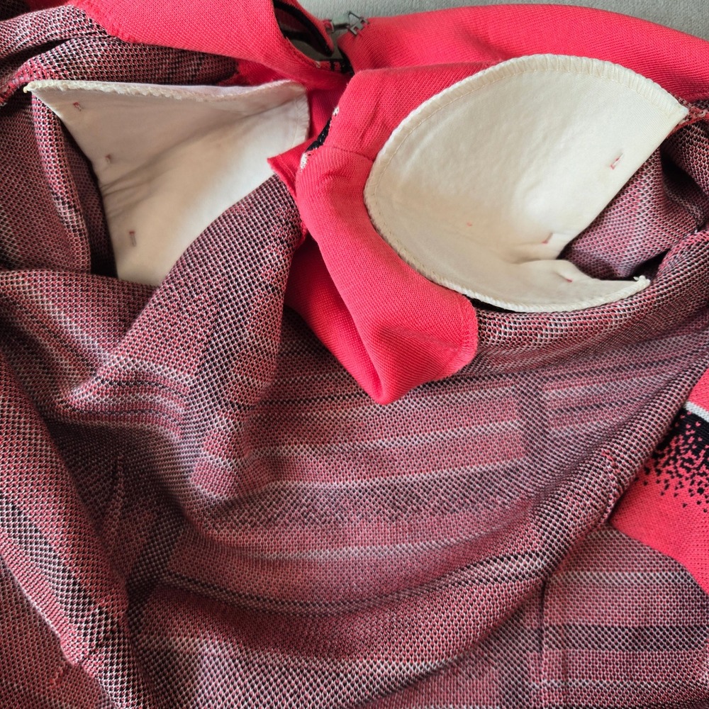 Ming Wang PM Petite Med Coral Pink Black Knit Jacket Open Front Career - Picture 6 of 7
